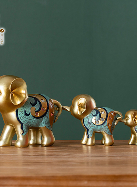 热销欧式创意可爱轻奢大象一对摆件工艺品客厅电视柜酒柜玄关软装