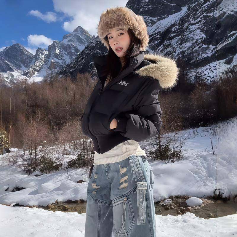 2025冬季新款超好看美式复古短款小个子棉服女高级感毛领棉袄外套,淘宝优惠券,粉丝福利购,淘宝优惠卷