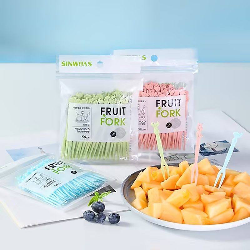 水果叉套装水果签一次性塑料两齿家用吃水果蛋糕甜品叉点心小叉子,淘宝优惠券,粉丝福利购,淘宝优惠卷