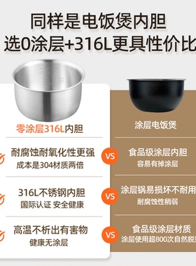 适用于奔腾电饭煲不锈钢内胆3L/4L/5升电饭锅加厚0涂层内锅胆配件