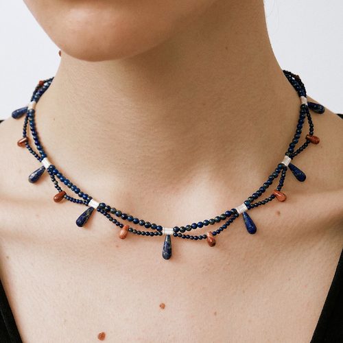 OLIO E ACETO油醋汁·青金石红蛇皮玉露珠项链 - 图2