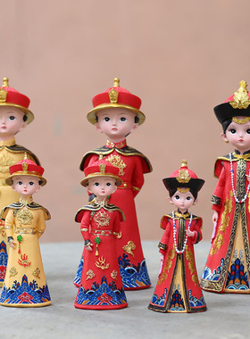 古风精品皇上皇后古装娃娃树脂摆件宫廷人偶桌面摆设情侣婚庆礼物