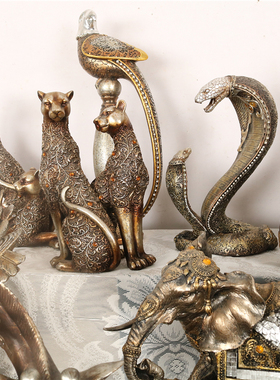 欧式复古动物树脂摆件家居客厅桌面玄关摆放创意设计装饰摄影道具