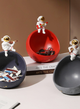 创意太空人入户玄关柜钥匙收纳摆件托盘客厅桌面太空人家居装饰品