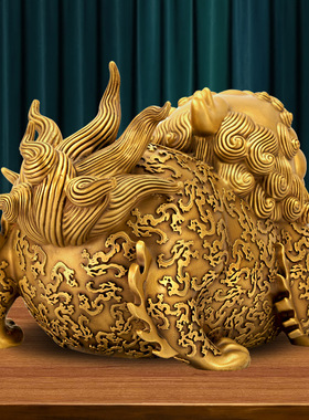 全黄铜貔貅摆件一对招财进宝公司办公室客厅家居装饰开业乔迁礼