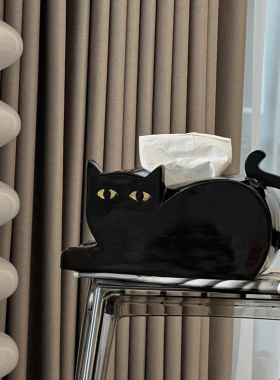 好货北欧ins黑猫纸巾盒抽纸盒家用客厅卧室床头柜玄关茶水柜边几