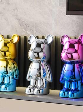 轻奢高档电镀暴力熊酒柜装饰品摆件现代客厅电视柜家居网红存钱罐