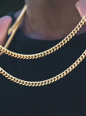 Vnox Mens Cuban Link Chain Necklace Stainless Steel Black G