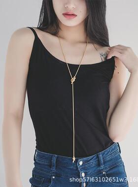 好货毛衣链项链金色水手结复古长款女时尚打结绳结百搭欧美气质质