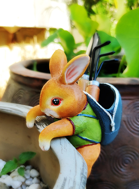 创意鱼缸小摆件花盆熊猫挂件仿真小动物盆景装饰品幼儿园民宿布景