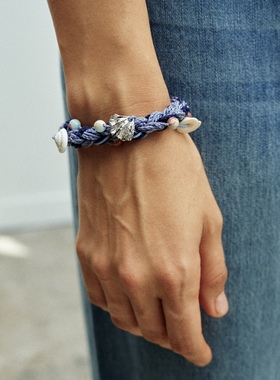 度假系列蓝色贝壳编织手环