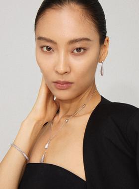 Tender SocietyT for Tender系列老花镶钻水滴型Y字项链