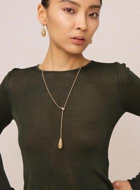 Tender SocietyT for Tender系列老花镂空水滴抽拉项链毛衣链秋