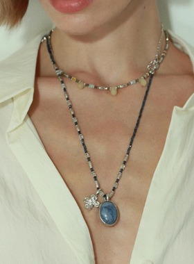 Tender SocietyLuck护身符系列双面石银色四叶草一款多戴项链