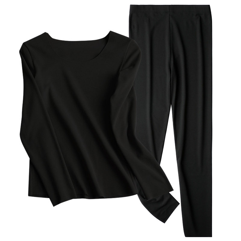 雅鹿德绒保暖女士套装无痕打底衫修身透气圆领款秋衣秋裤2026新款