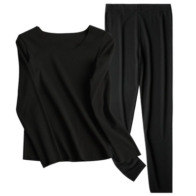 德绒保暖女士套装无痕打底衫新款