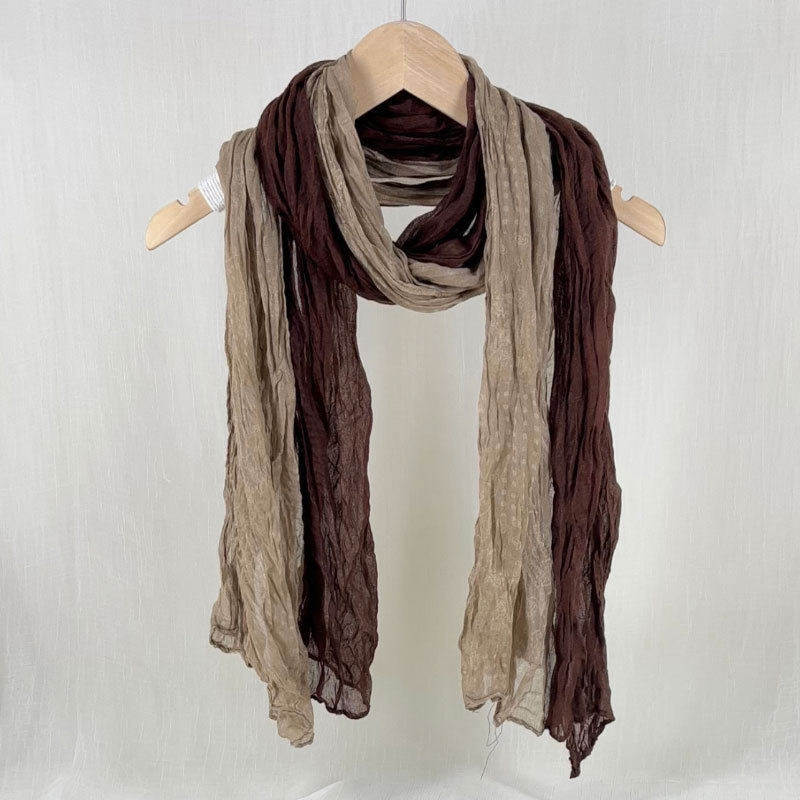 县城文学！棕色复古文艺风棉麻围巾女春秋渐变皱丝巾森女百搭配饰,淘宝优惠券,粉丝福利购,淘宝优惠卷
