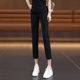 Summer eight-point straight-leg pants for women 2024 new high-waist slim cigarette pants slim elastic small feet nine-point casual pants