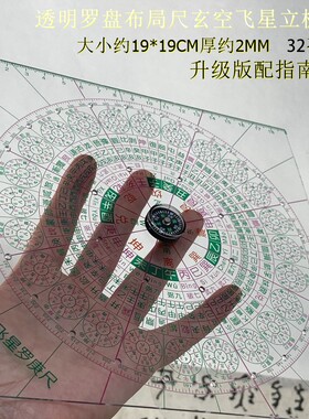 京文堂立极尺规透明罗盘罗庚尺玄空飞星布局尺三合盘建筑设计尺32
