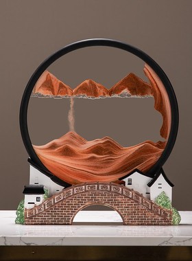 创意流沙画沙漏摆件客厅酒柜办公室解压桌面装饰品艺术高级感礼物