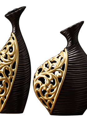 新中式摆件客厅酒柜装饰品现代家居博古架玄关电视柜复古花瓶摆设