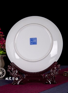 好货景德镇陶瓷器青花12生肖八卦图引财装饰盘玄关中式客厅办公室