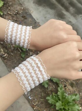 蕾丝花边袖口女生手腕小仙女护腕女士假袖子遮疤手链防晒手环腕带