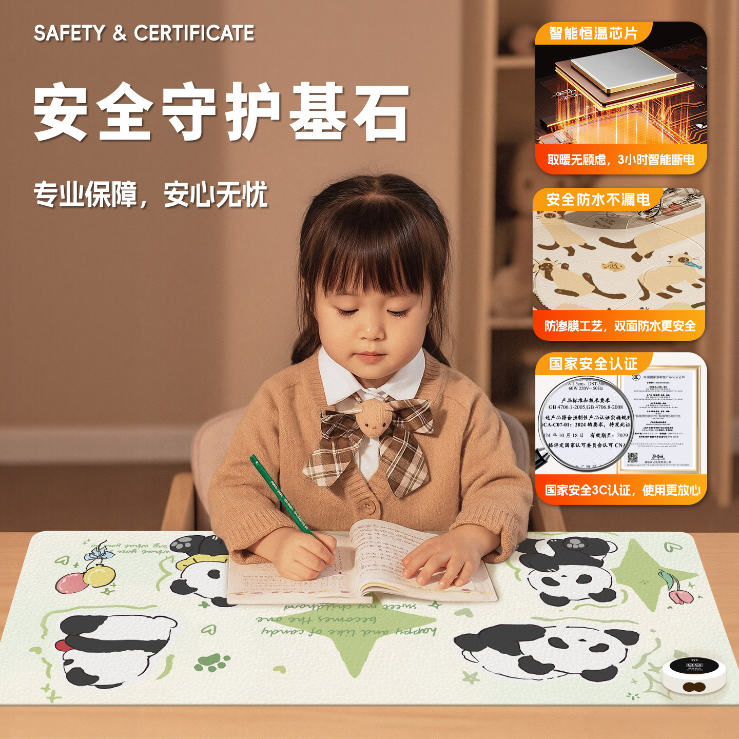 Heated mouse pad, extra large warm table pad, winter office heating computer desktop pad, student study table heating pad