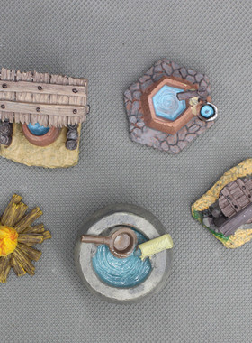 石井打水古山间流水塔楼微缩摆件