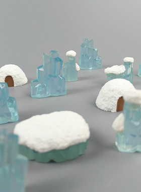 微景观冰雪场景模型冰山烤火摆件