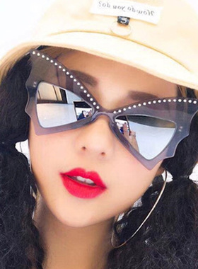 欧美大框墨镜铆钉蝙蝠太阳眼镜 个性舞会眼镜潮流蝴蝶结太阳镜