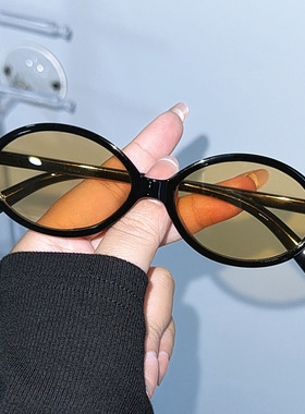 新款复古韩系素颜防蓝光眼镜可配近视平光镜个性网红椭圆小框墨镜