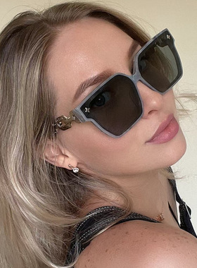 方框金链条墨镜女 欧美ins十字星太阳镜高级感大框复古遮阳眼镜潮