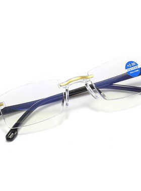 新款老花眼镜烫金无框切边时尚轻盈防蓝光地摊老花镜