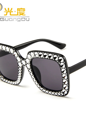 欧美方框5702太阳眼镜女士仿镶钻墨镜 潮流个性太阳镜网红眼镜