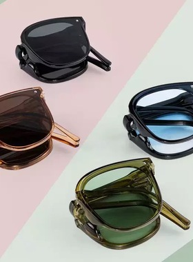 新款时尚可折叠墨镜女乌梅紫色小红书网红高级感防晒太阳眼镜