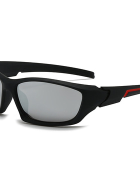 新款男士太阳镜欧美户外运动款骑行眼镜弹性漆炫彩高级感墨镜