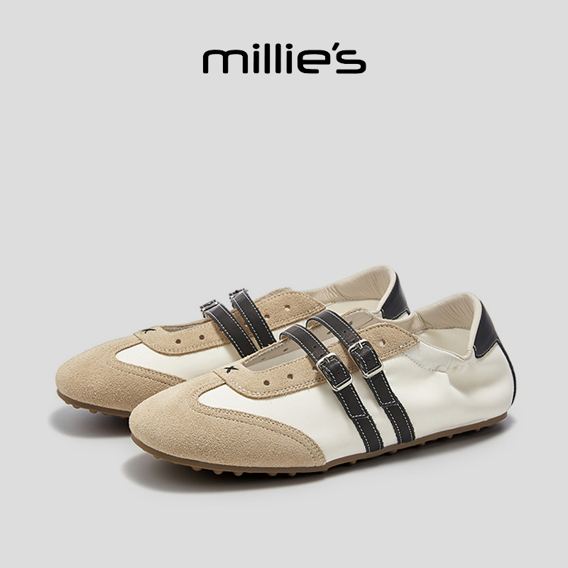 MILLIE'S/妙丽圆头平底韩版日常学院风跑步轻便柔软时尚玛丽珍鞋 - 图2