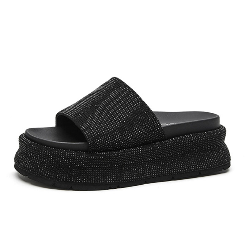 MILLIE'S/妙丽露趾厚底性感时髦亮钻镶嵌时尚简约百搭休闲拖鞋女,淘宝优惠券,粉丝福利购,淘宝优惠卷