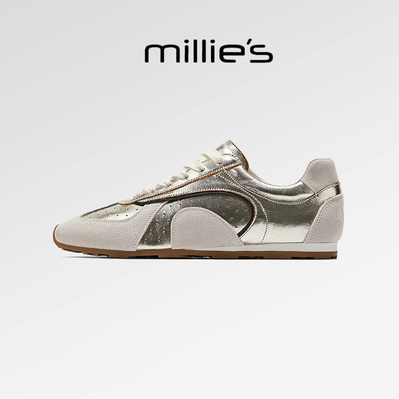 MILLIE'S/妙丽2025新款复古时髦轻便舒适休闲板鞋女鞋圆头平底,淘宝优惠券,粉丝福利购,淘宝优惠卷
