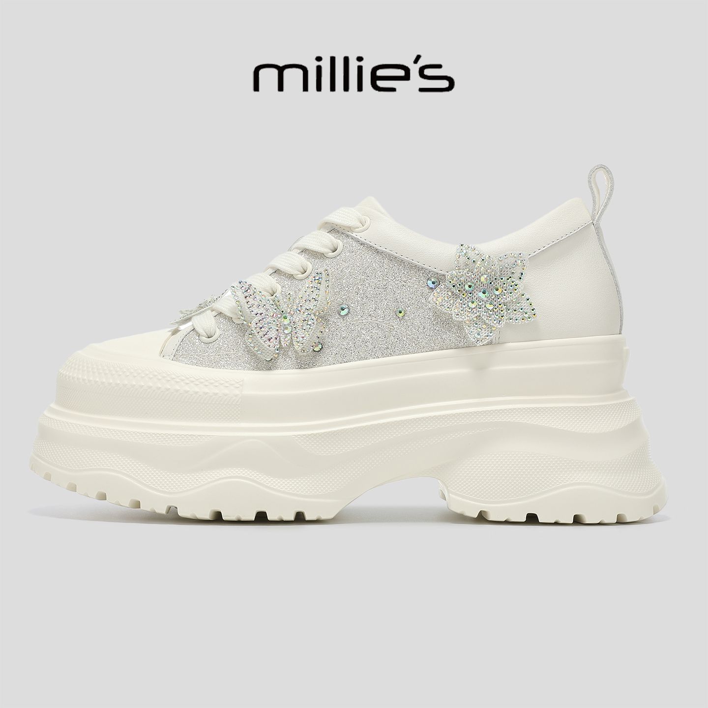 MILLIE'S/妙丽2025新款女鞋真皮厚底女鞋系带百搭休闲鞋女Q - 图2