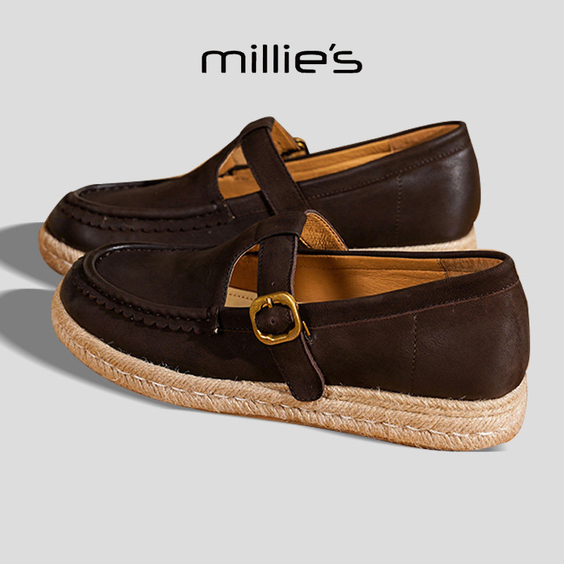 MILLIE'S/妙丽2025新款复古玛丽珍鞋女平底一字带芭蕾舞鞋,淘宝优惠券,粉丝福利购,淘宝优惠卷