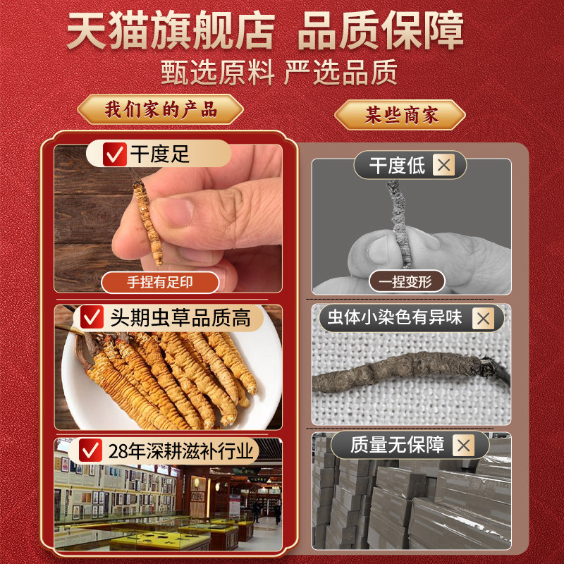 年货节冬虫夏草正品头期冬虫草正宗虫草王整草干货礼盒装春节礼物