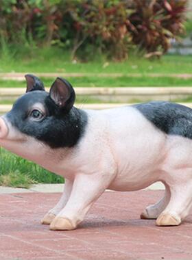 可爱动仿真迷你小猪摆件户外庭院客厅意园物树花脂创雕塑5224工艺