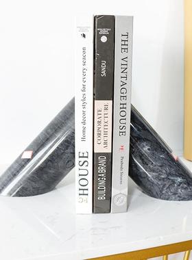 直销新款软装饰品大理石几何书挡书立书靠书立架桌面酒店售楼部装