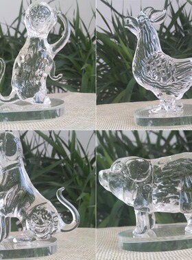水晶12十二生肖生日礼物玻璃鼠牛虎兔龙蛇马羊猴鸡狗猪属相小摆件