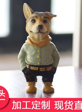 新品西部牛仔农场小狗树脂摆饰工艺礼品摆饰家居景观创意办公装饰