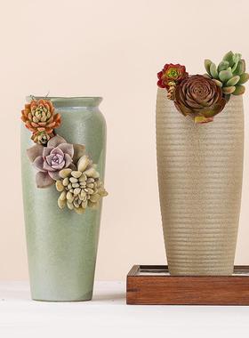 创意缺口悬崖大号高老桩法师多肉植物简约花盆排水口粗陶陶罐陶瓷