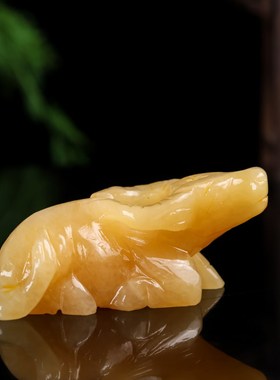 天然黄玉十二生肖招财全套鼠牛虎兔龙蛇马羊猴鸡狗猪摆件客厅装饰