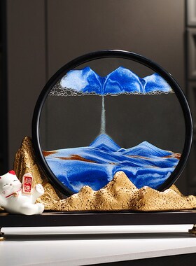 招财猫摆件客厅招财流沙画玄关装饰品背靠金山银山乔迁新居礼品